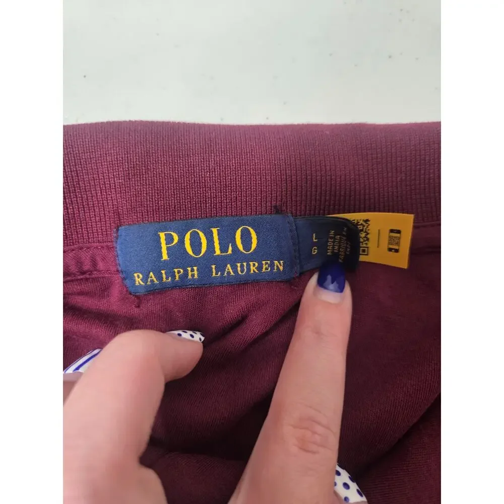 Polo Ralph Lauren Men’s Large Maroon Banded Short Sleeve Polo Shirt Classic Fit